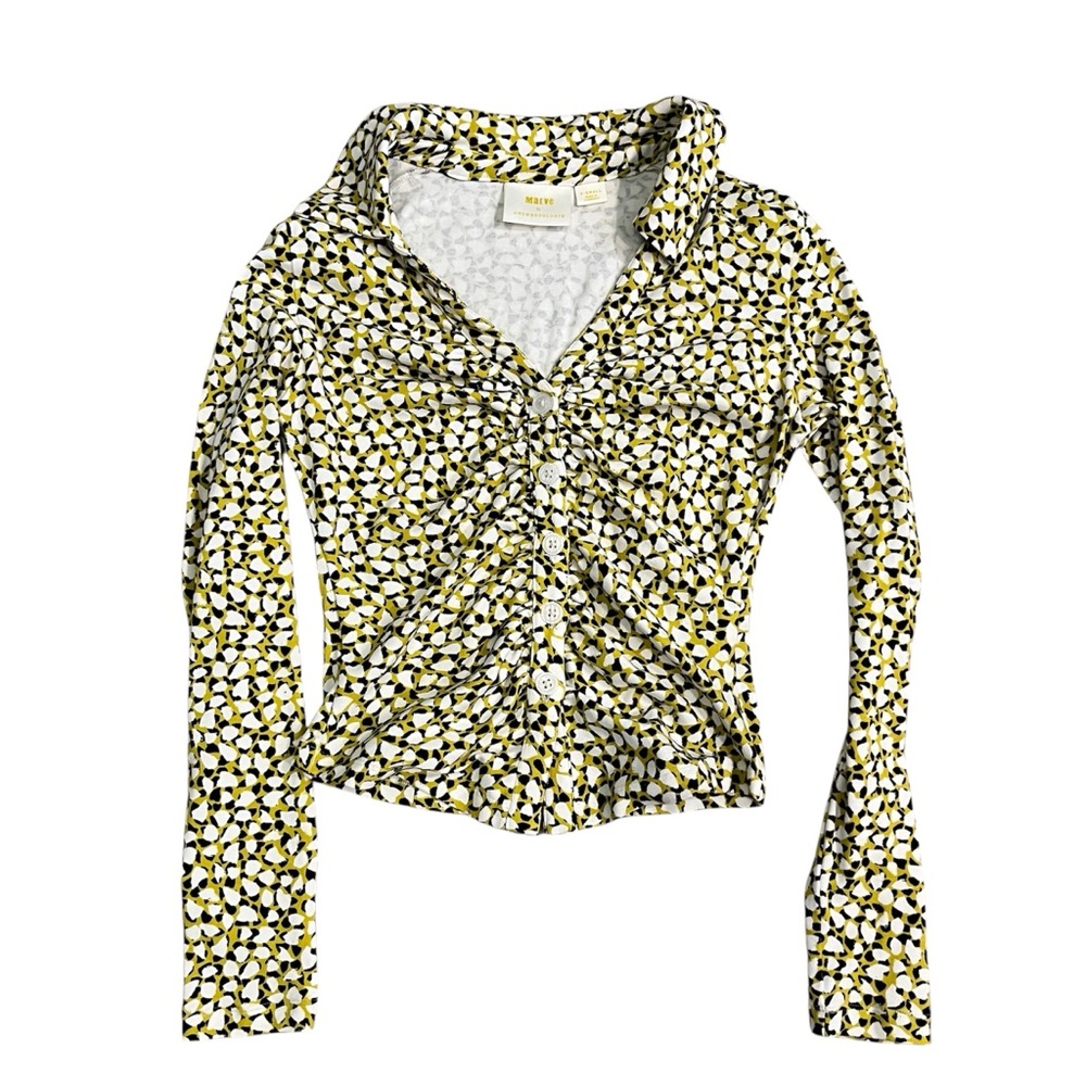 Maeve Ruched Button Down Floral Top - Picture 2 of 8